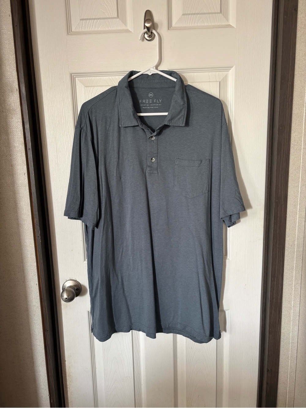 Free Fly Apparel Men’s Charcoal Gray Polo Shirt